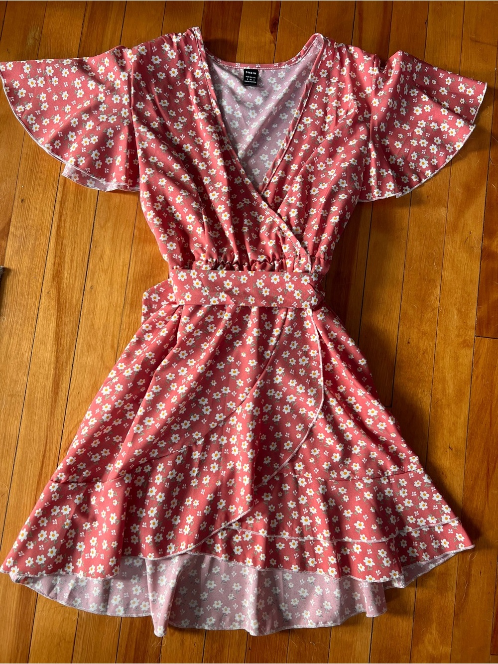 Small Floral Wrap Dress with Ruffle Hem